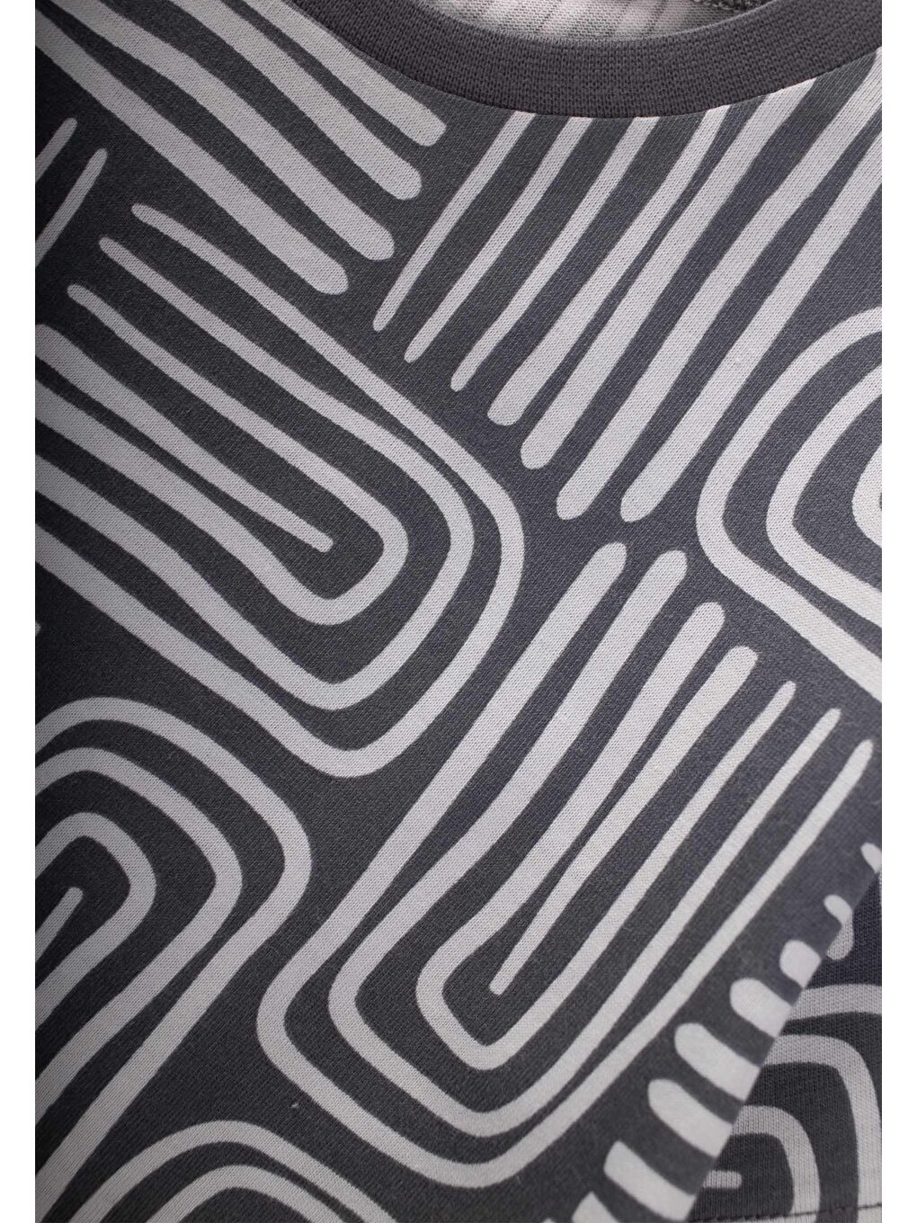 Boho Desenli T-Shırt 2-10 Yaş Antrasit-2