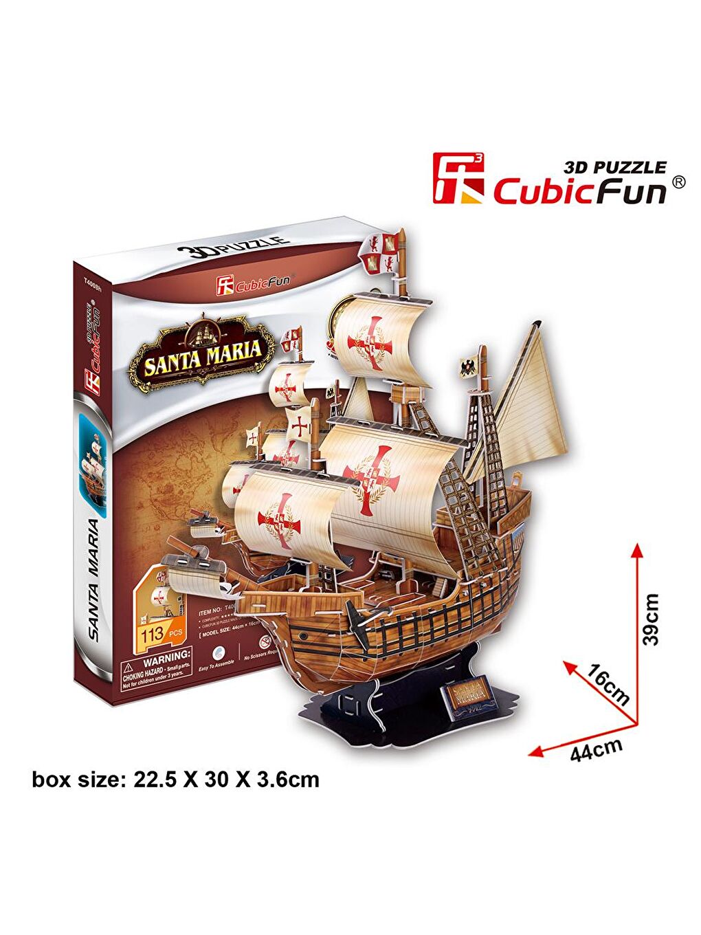 Cubic Fun Karışık 3D 113 Parça Puzzle Santa Maria Gemisi - 4