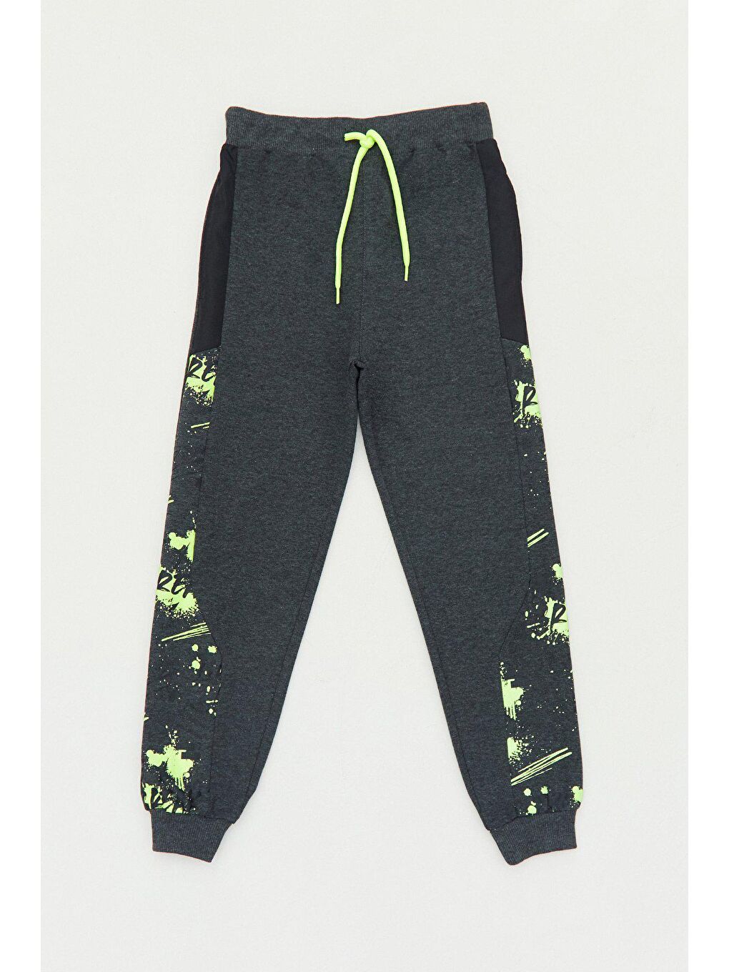 Antrasit Baskılı Beli Lastikli Jogger Erkek Çocuk Eşofman Altı
