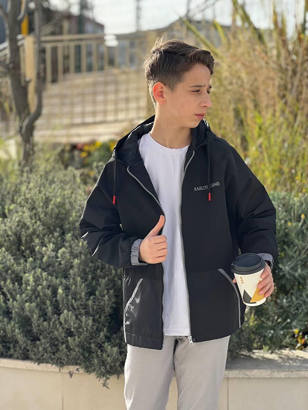 Siyah Erkek Çocuk Su Geçirmez Mevsimlik Mont MM.0016-1