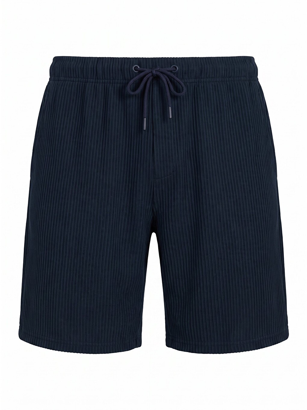 Malyes Erkek Beli Lastikli Kordonlu Yanda Çift Arkada Tek Cepli Relaxed Fit Lacivert Şort & Bermuda