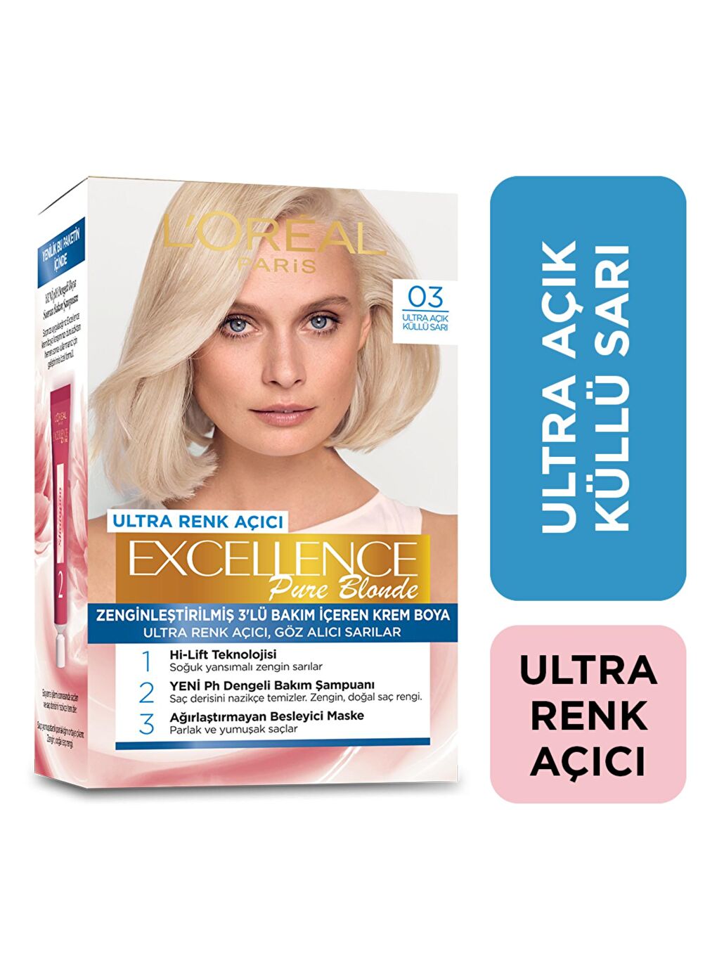 L'Oreal Paris Sarı Excellence Pure Blond Saç Boyası - 03 Ultra Açık Küllü Sarı