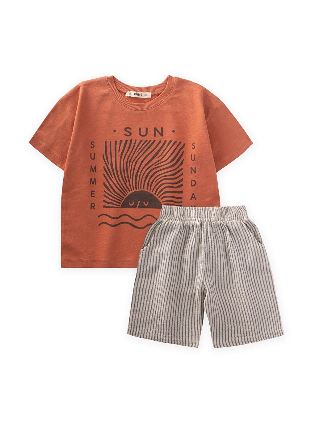 Turuncu Erkek Çocuk Baskılı Takım-1