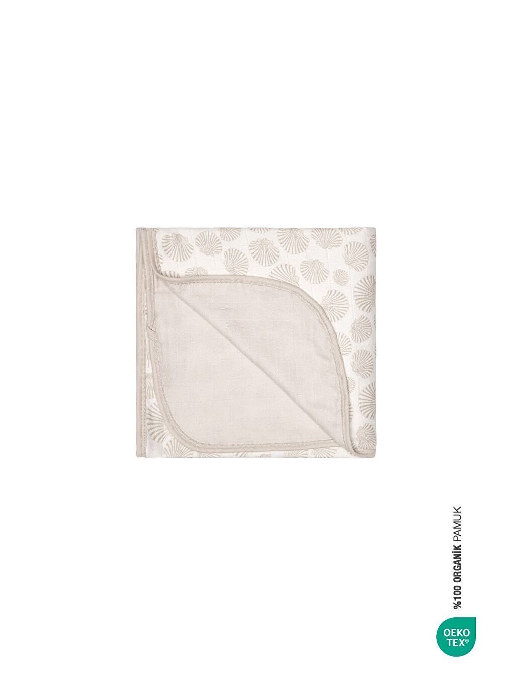 BebeMarin Seashell Müslin Battaniye 120x120 Beyaz-3