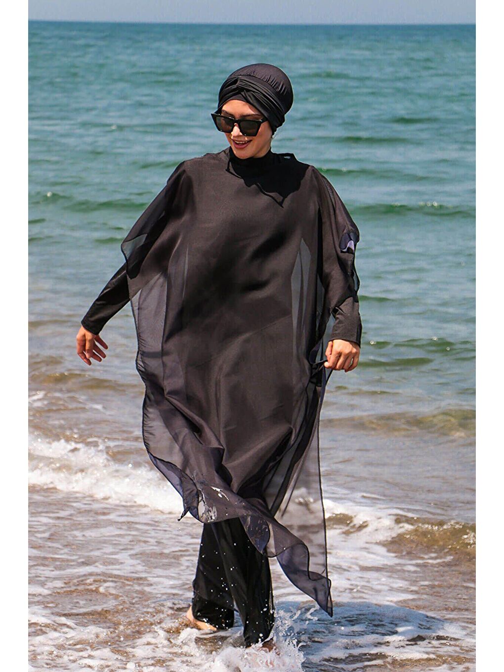 Siyah Kaftan Kimono Pareo P2110-2