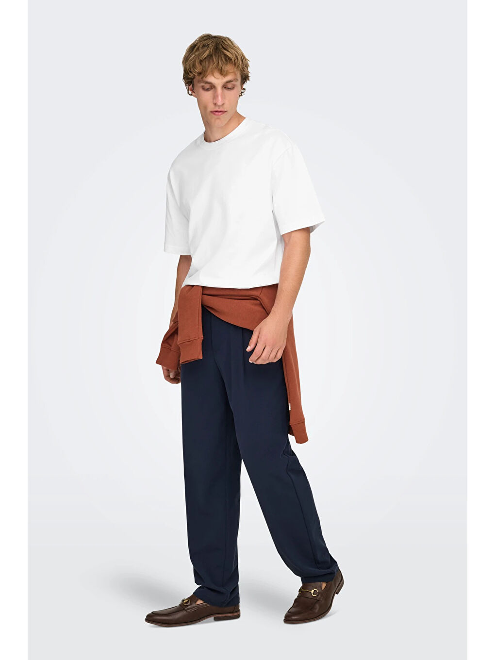 Ekru Onsfred % 100 Pamuk Relaxed Fit Bisiklet Yaka T Shirt 22022532-1