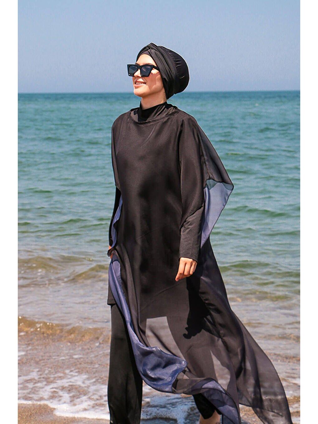 Siyah Kaftan Kimono Pareo P2110-3