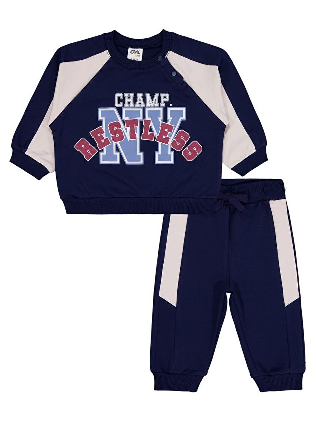 Baby Restless Baskılı 6-18 Ay Takım - Lacivert 6-9 Ay