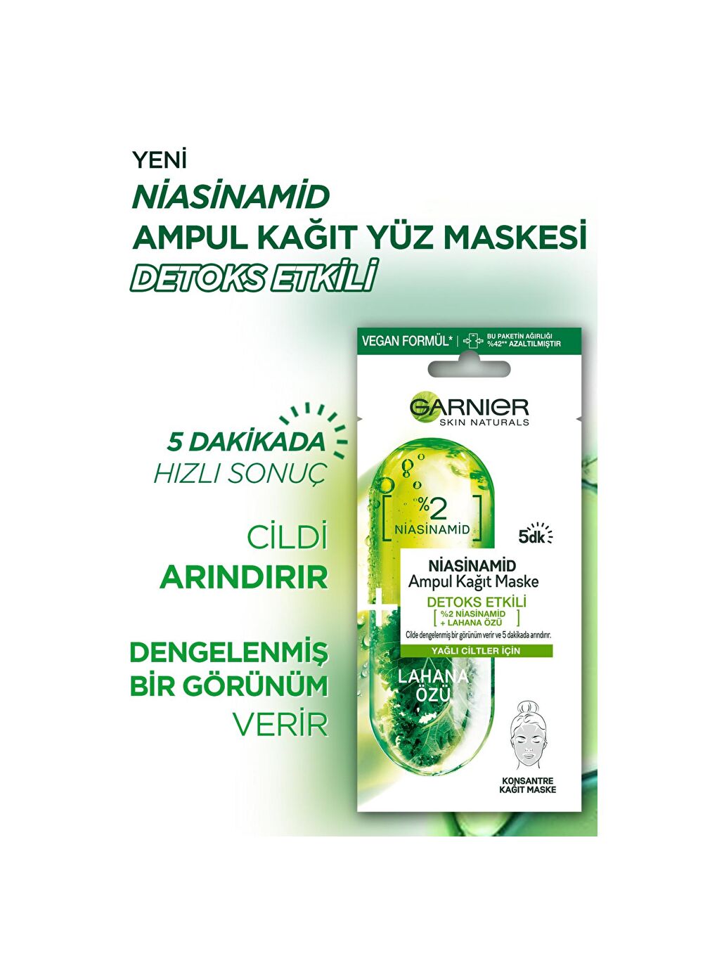 GARNIER Şeffaf Niasinamid Detoks Etkili Ampul Kağıt Maske - 5