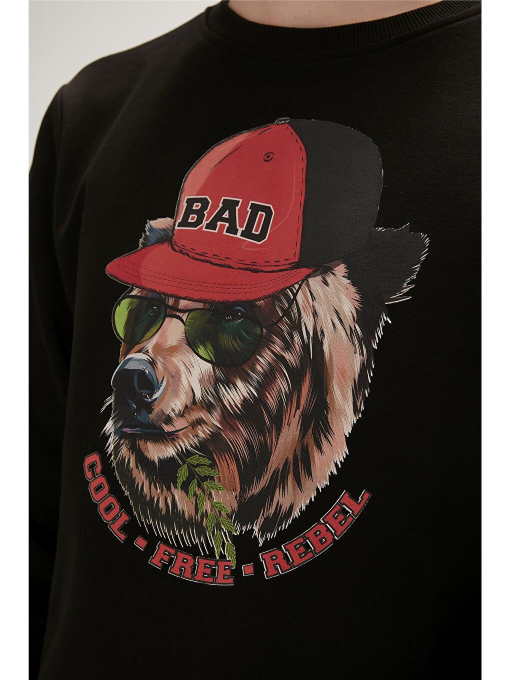 Bad Bear Rebel Crewneck Siyah Baskılı Erkek Sweatshirt - 2