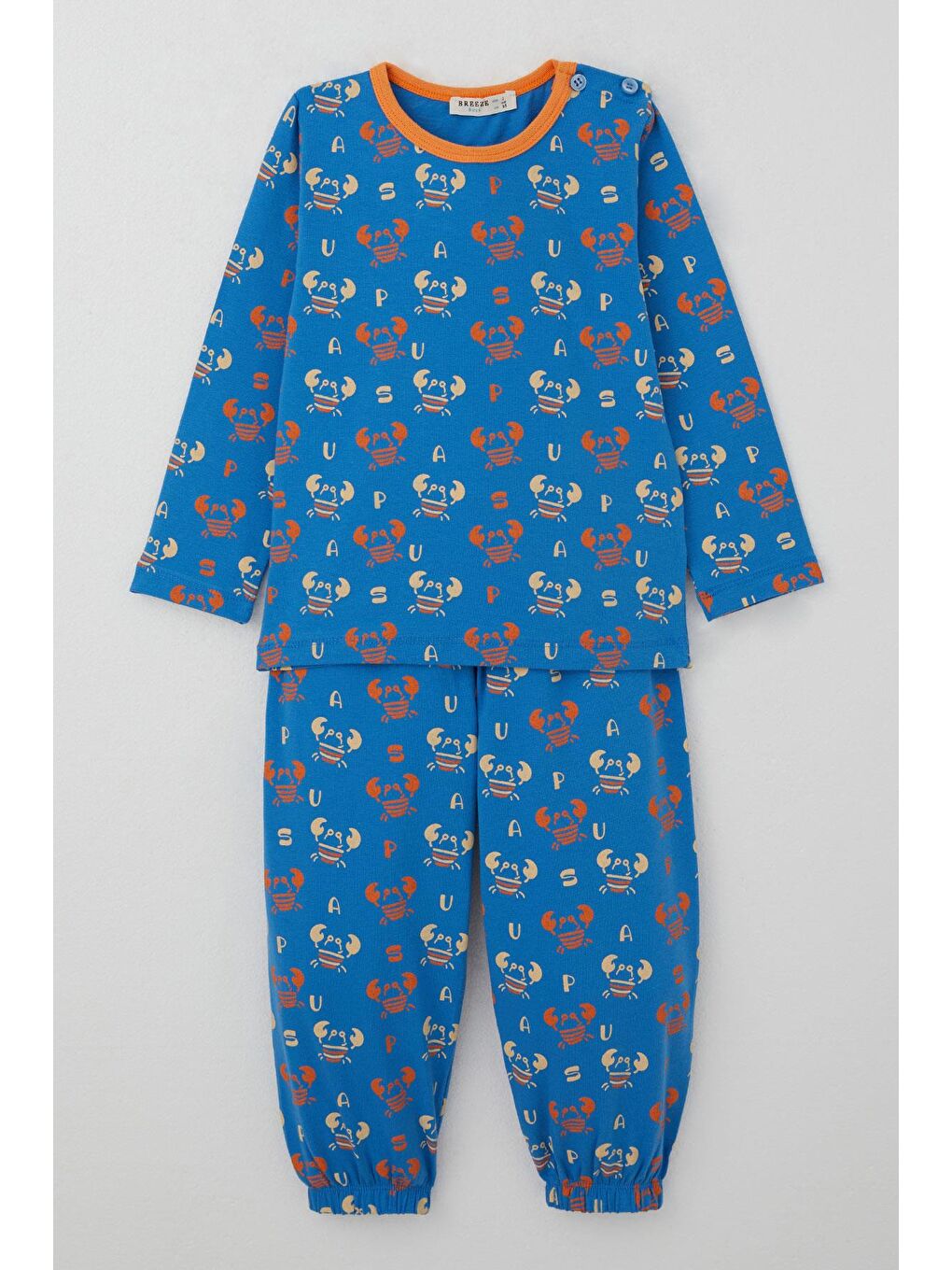 Erkek Çocuk Pijama Takımı Sevimli Yengeç Desenli Saks Mavisi (1-1.5 Yaş)