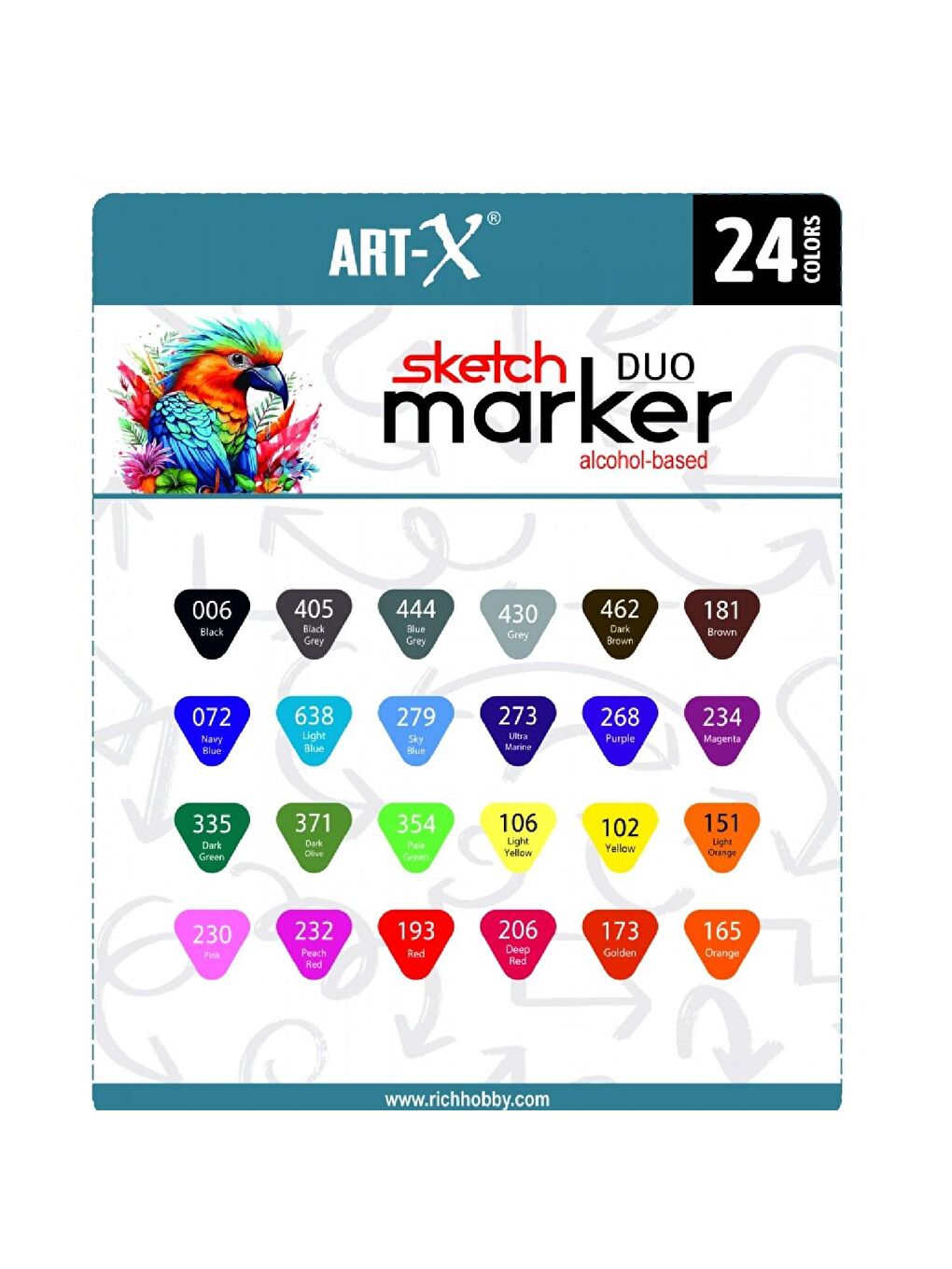 Art-X Sketch Marker Duo Su Bazlı Çift Uçlu Kalem 24 Renk (KOD: 18047)-2
