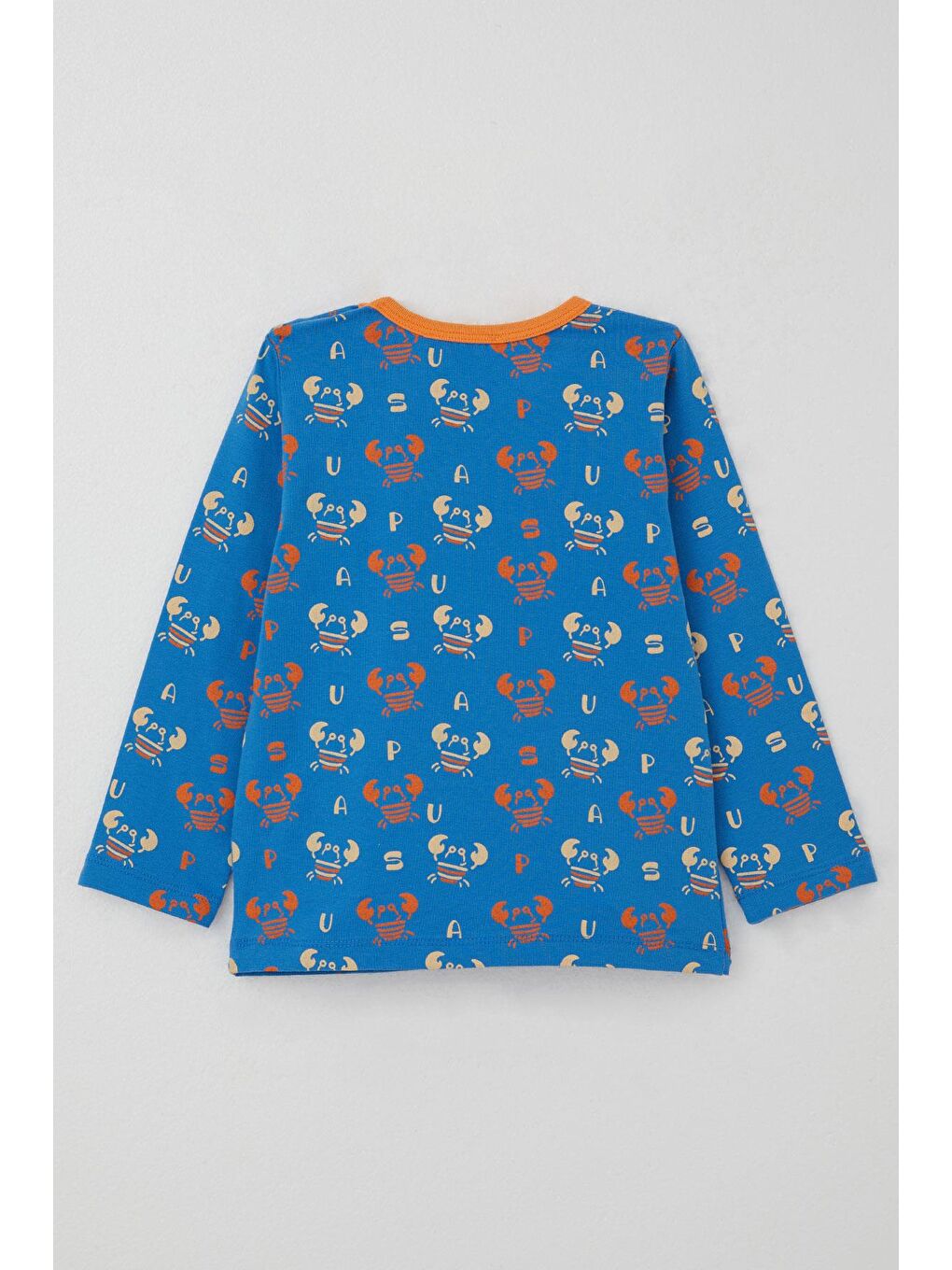 Erkek Çocuk Pijama Takımı Sevimli Yengeç Desenli Saks Mavisi (1-1.5 Yaş)-3