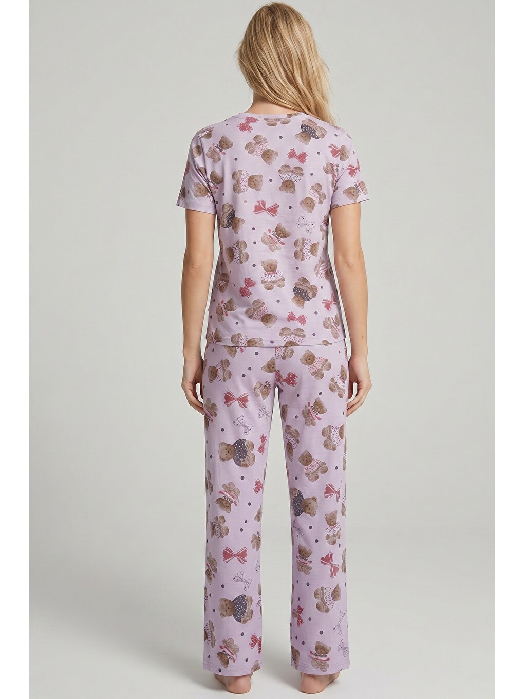 Karışık Mevsimlik İnce Örme Pijama Takım 8017-2