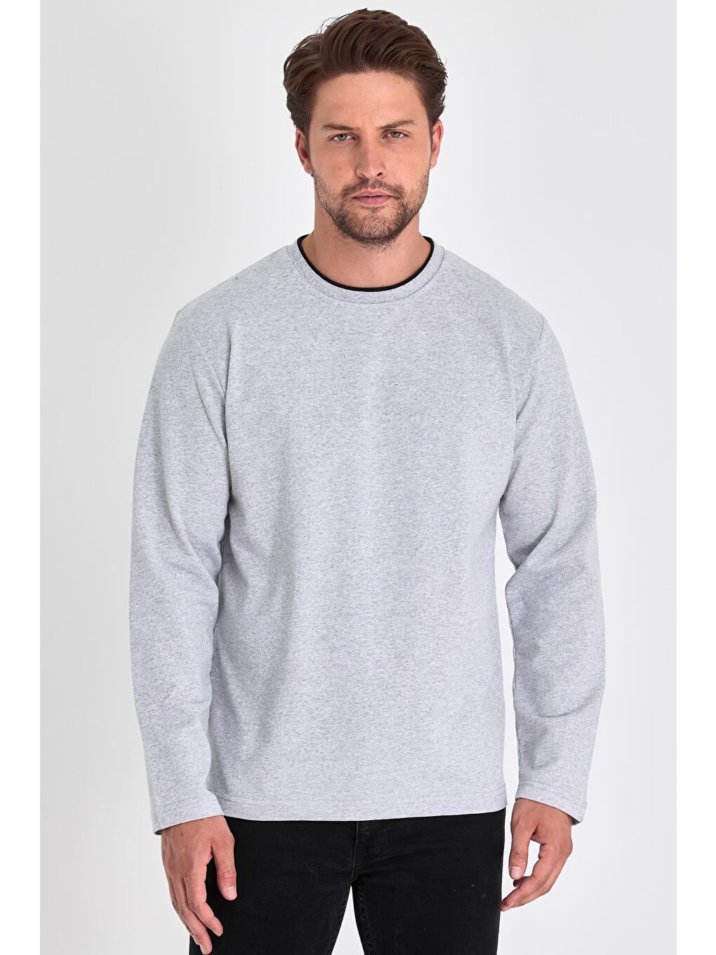 MMETALIC Gri Erkek Gri Çift Bisiklet Yaka Standart Rahat Kesim Sweatshirt - 2