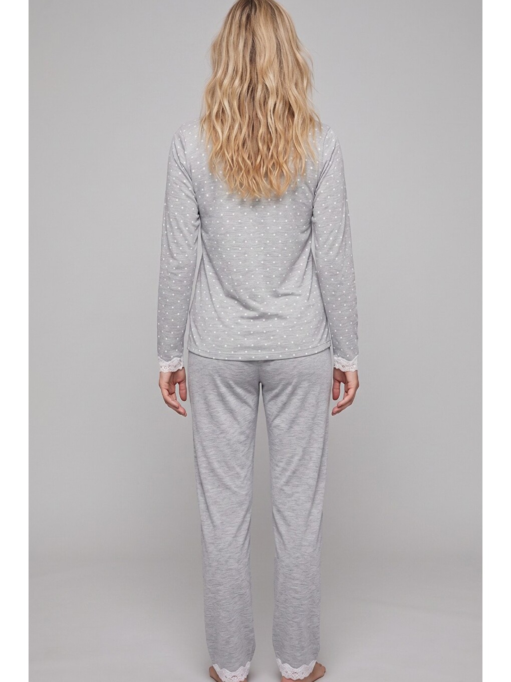 Karışık Dantelli Örme Pijama Takımı 8030-2