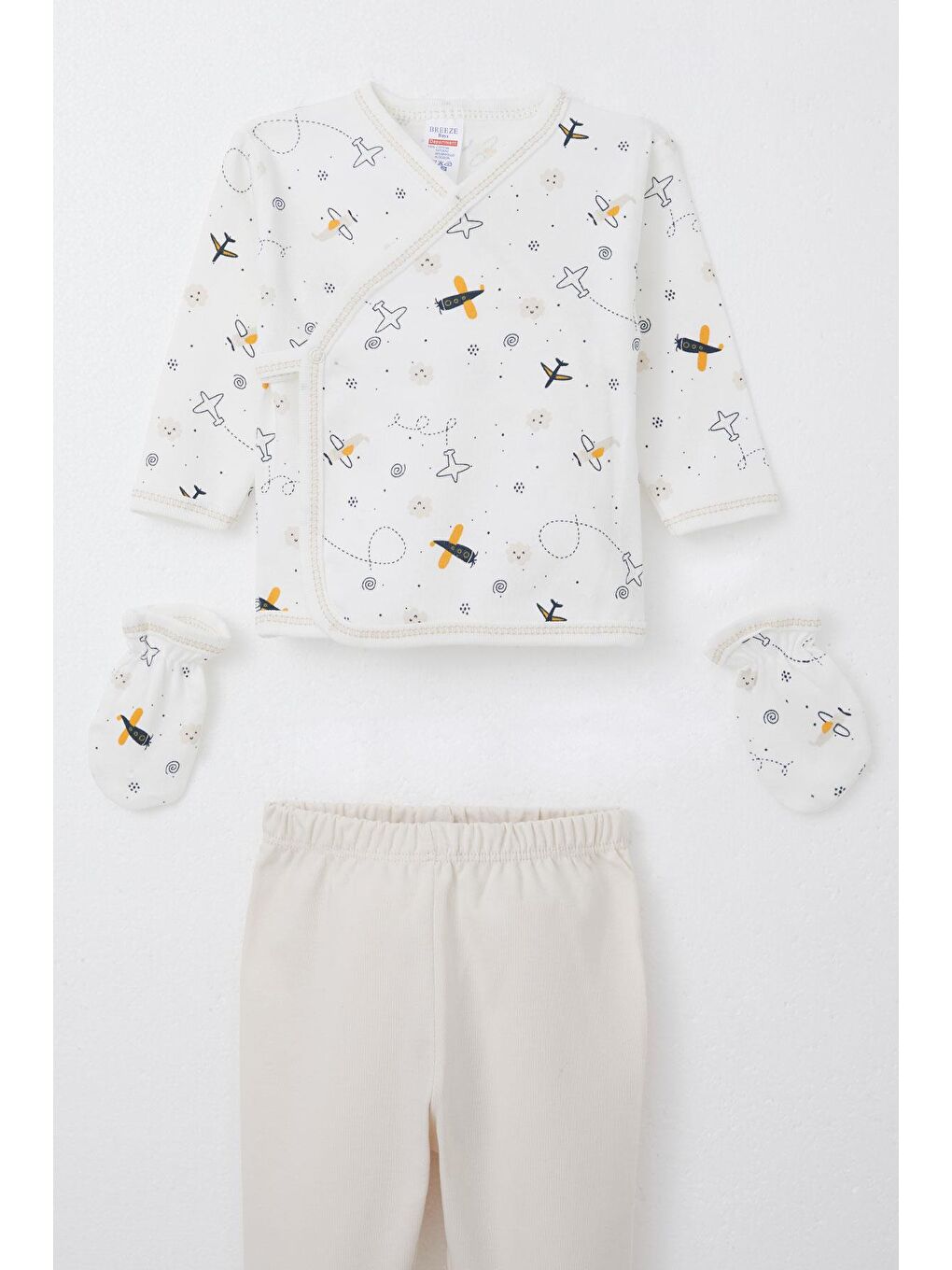 Erkek Bebek Hastane Çıkışı 5 Li Gökyüzü Keşifçisi Ekru (0-3 Ay)-2