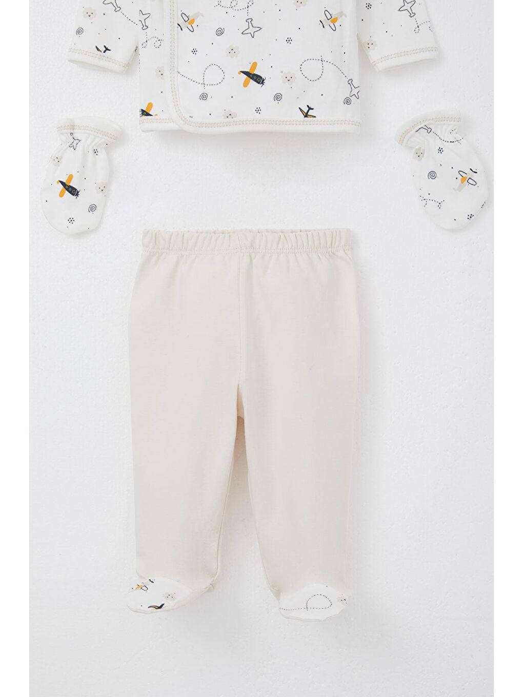 Erkek Bebek Hastane Çıkışı 5 Li Gökyüzü Keşifçisi Ekru (0-3 Ay)-3