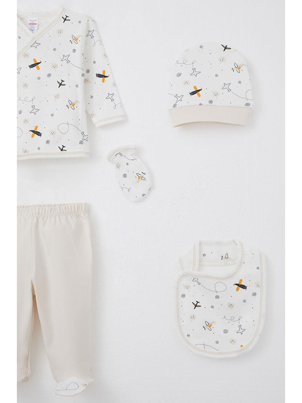 Erkek Bebek Hastane Çıkışı 5 Li Gökyüzü Keşifçisi Ekru (0-3 Ay)-4