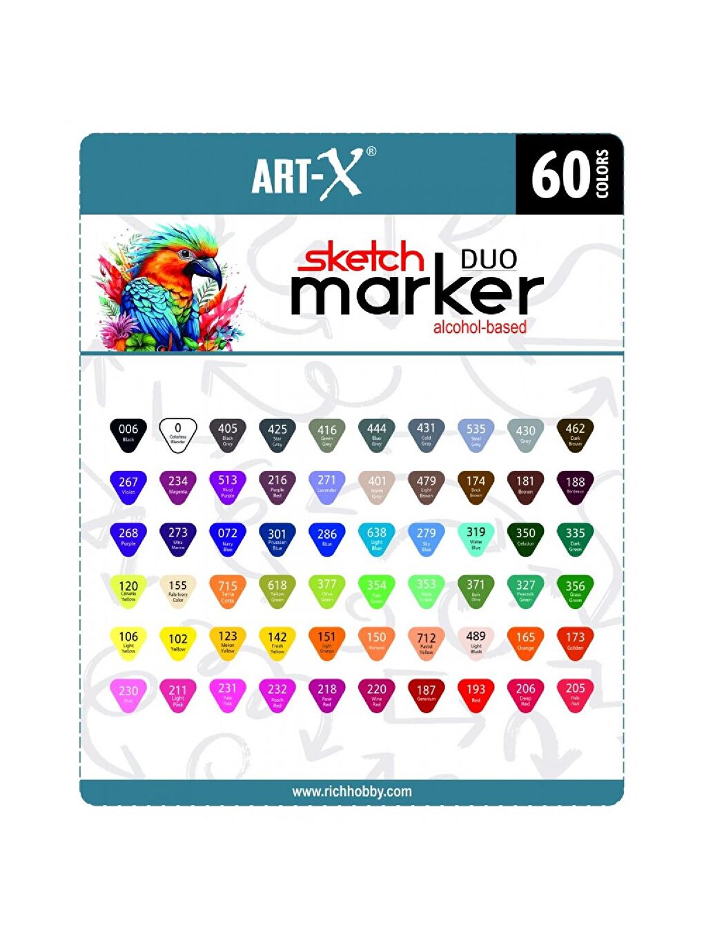 Art-X Sketch Marker Duo Su Bazlı Çift Uçlu Kalem 60 Renk (KOD: 18050)-2