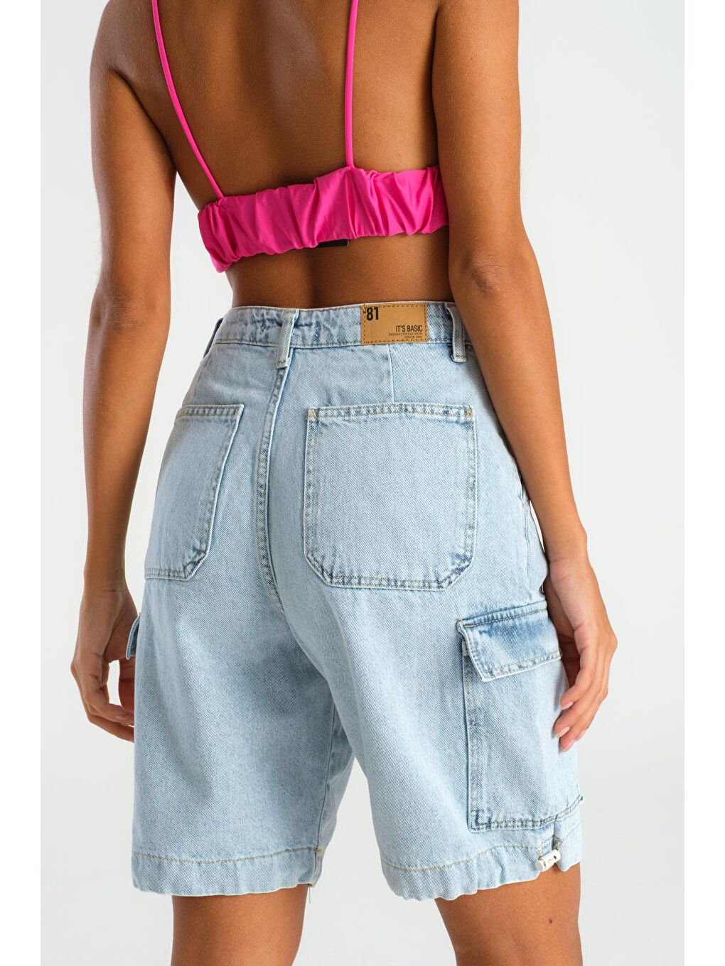 Mavi Kadın Snow jean Rengi Kargo Cep Paça Lastikli Denim Şort-1