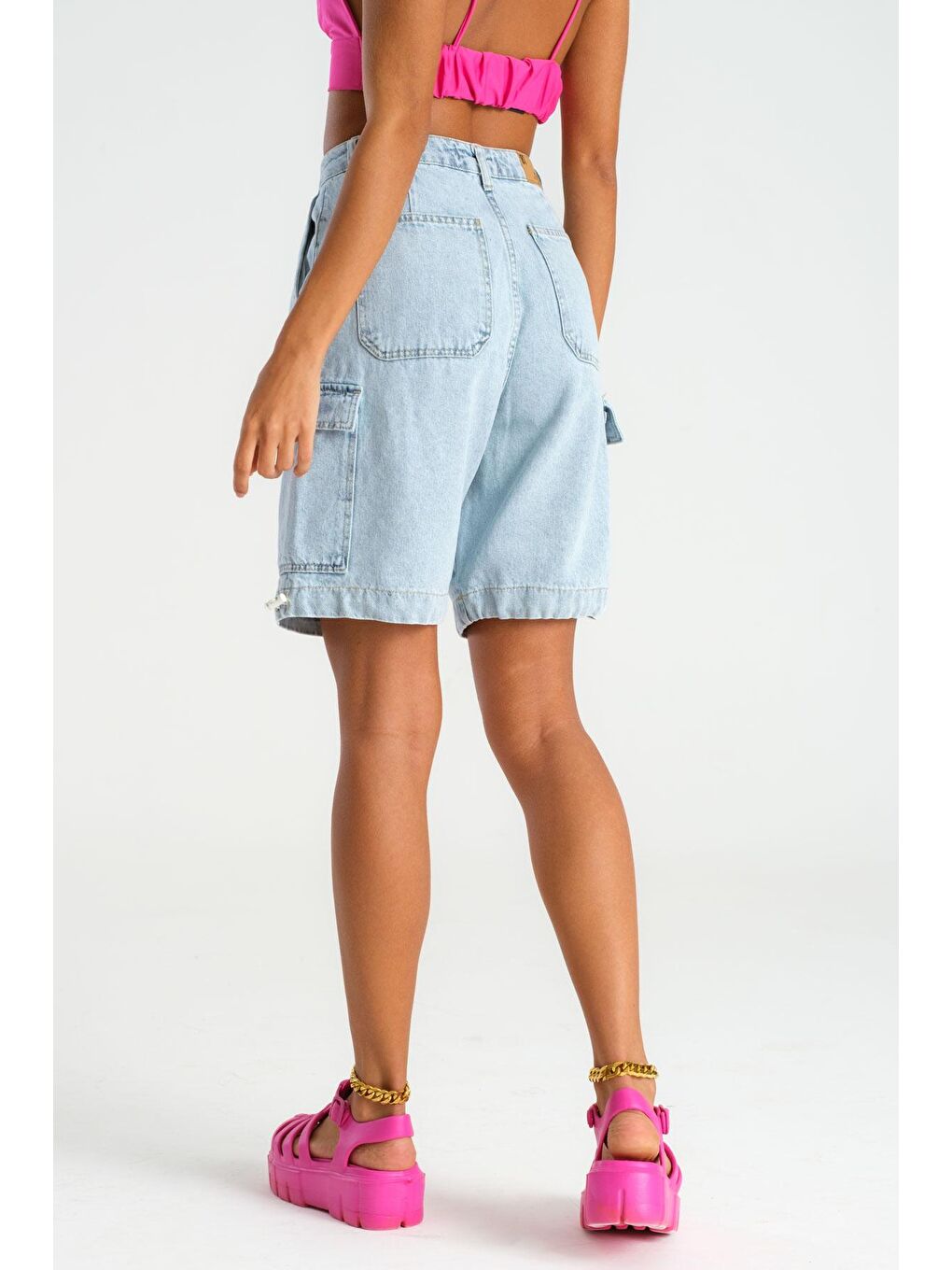 Mavi Kadın Snow jean Rengi Kargo Cep Paça Lastikli Denim Şort-2