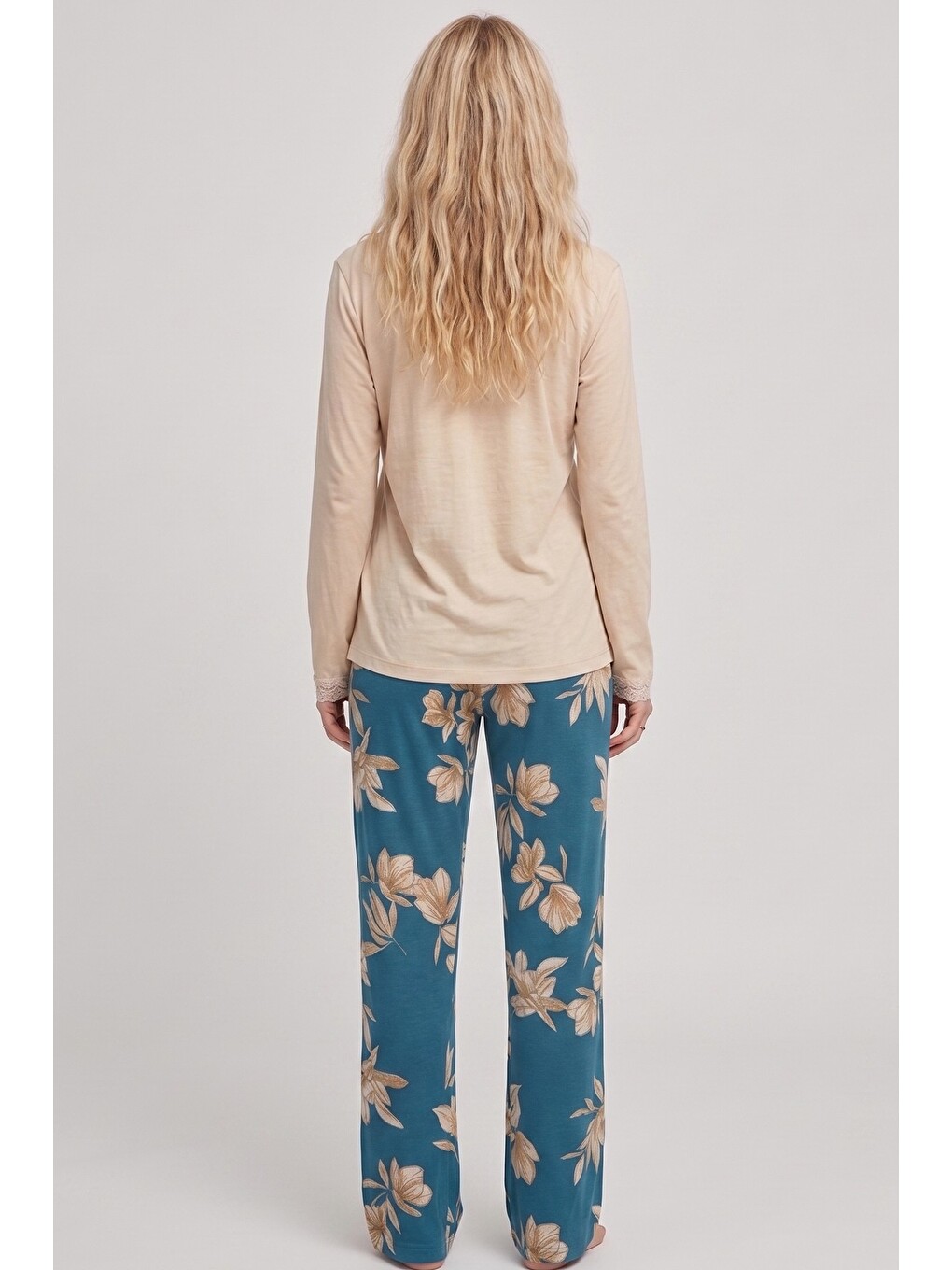 Karışık Dantelli Viskon Örme Pijama Takım 8021-2