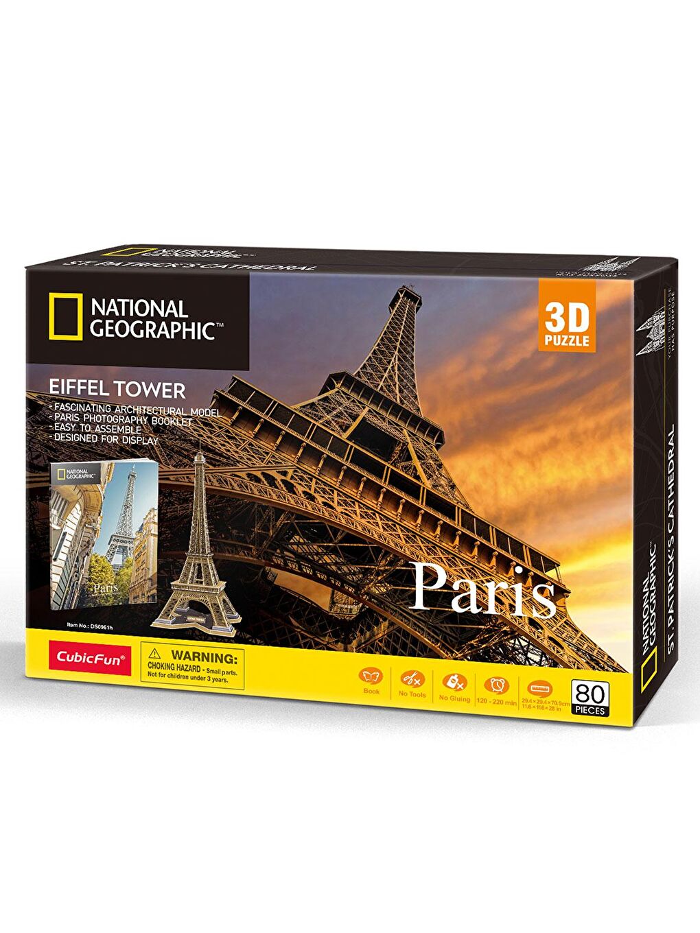 3D Puzzle National Geographic Serisi - Eyfel Kulesi 80 Parça-1
