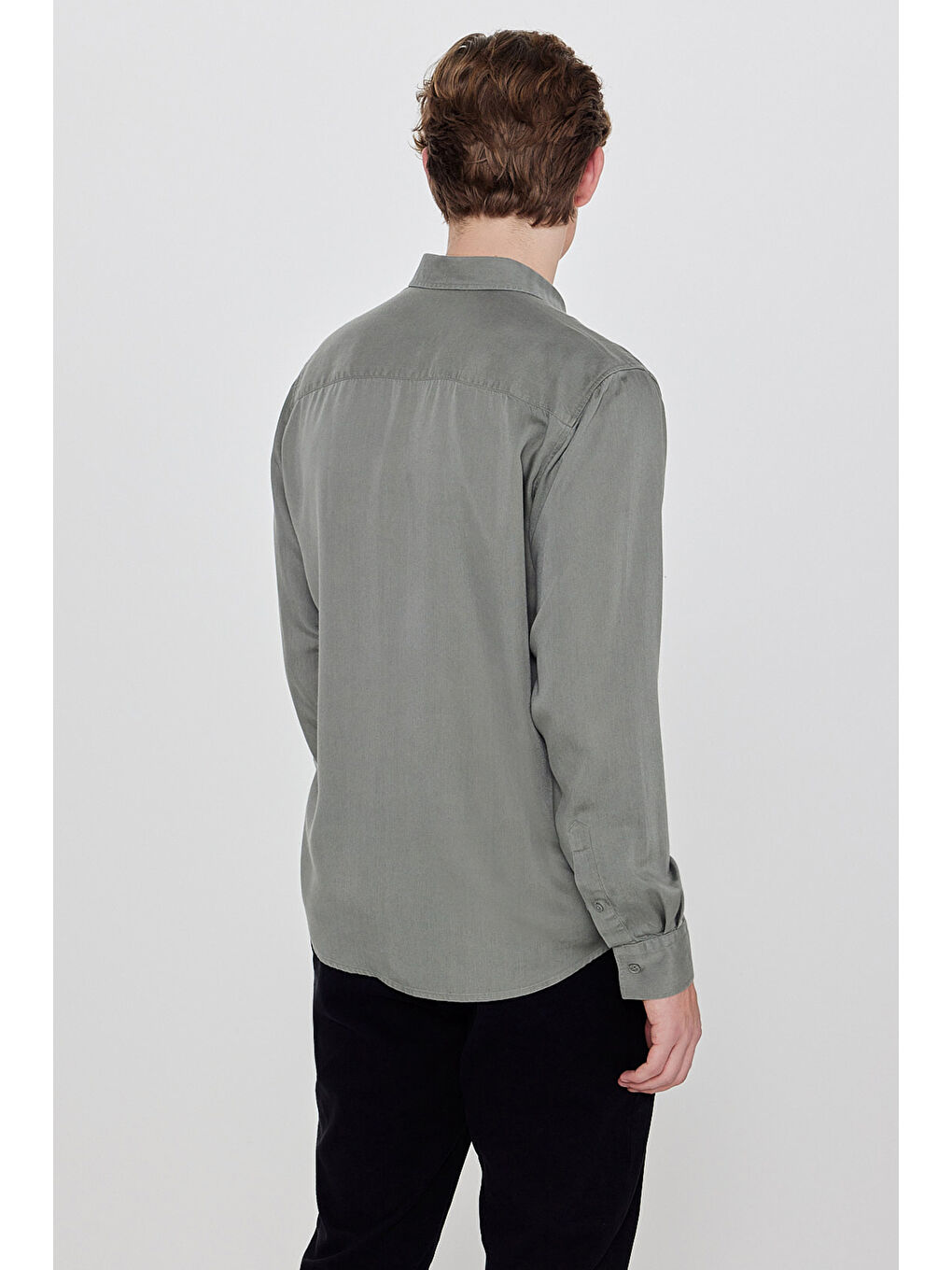 Haki Regular Fit Klasik Yaka Gömlek-4