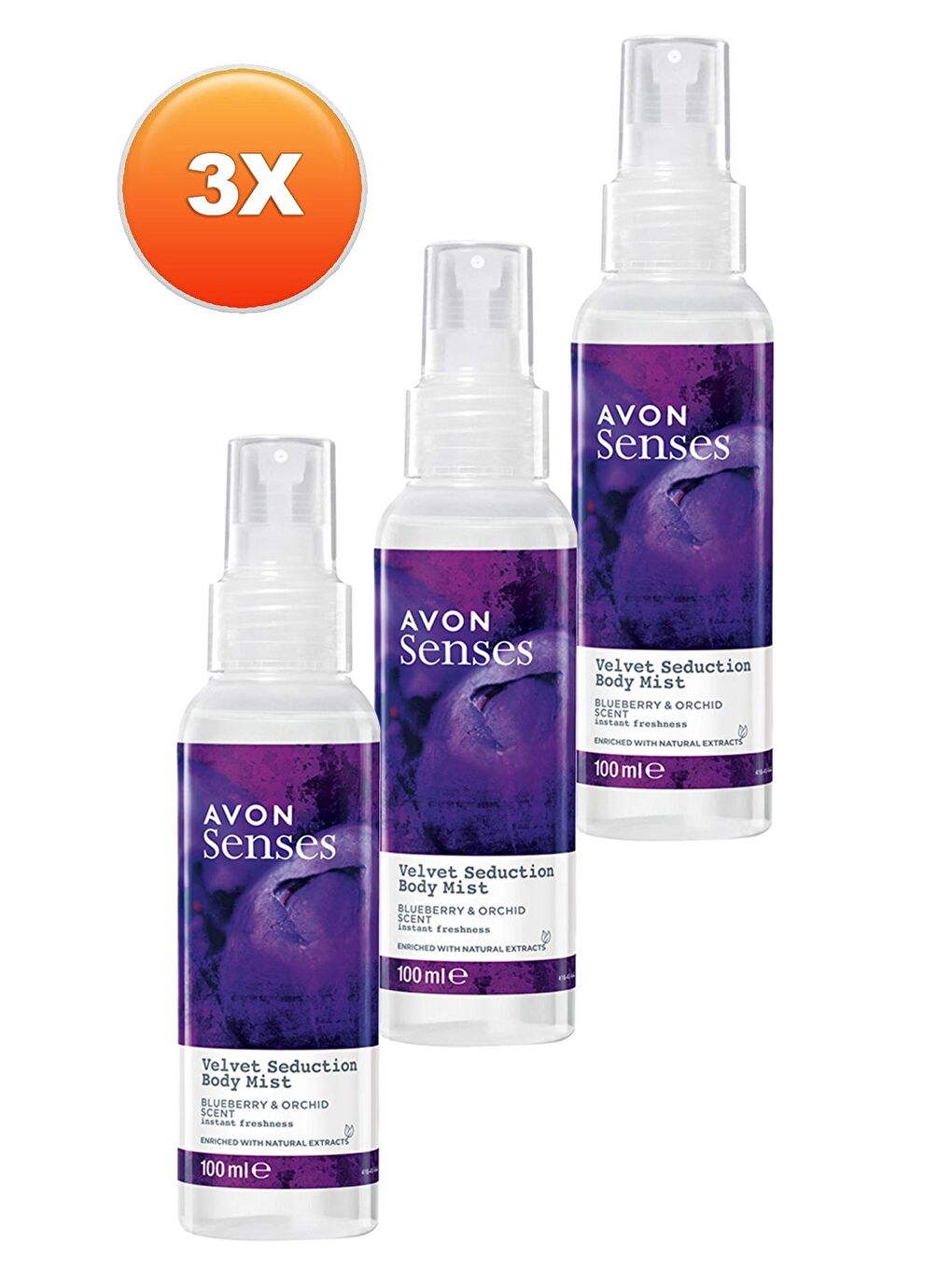 AVON Renksiz Velvet Seduction Yaban Mersini ve Orkide Kokulu Vücut Spreyi 100 Ml. Üçlü Set - 1