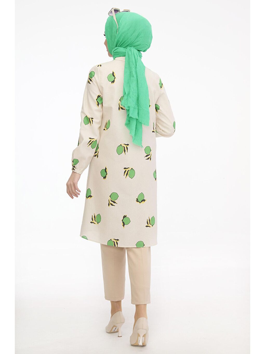 Gömlek Yaka Kadın Yeşil Tunik - 11380-5