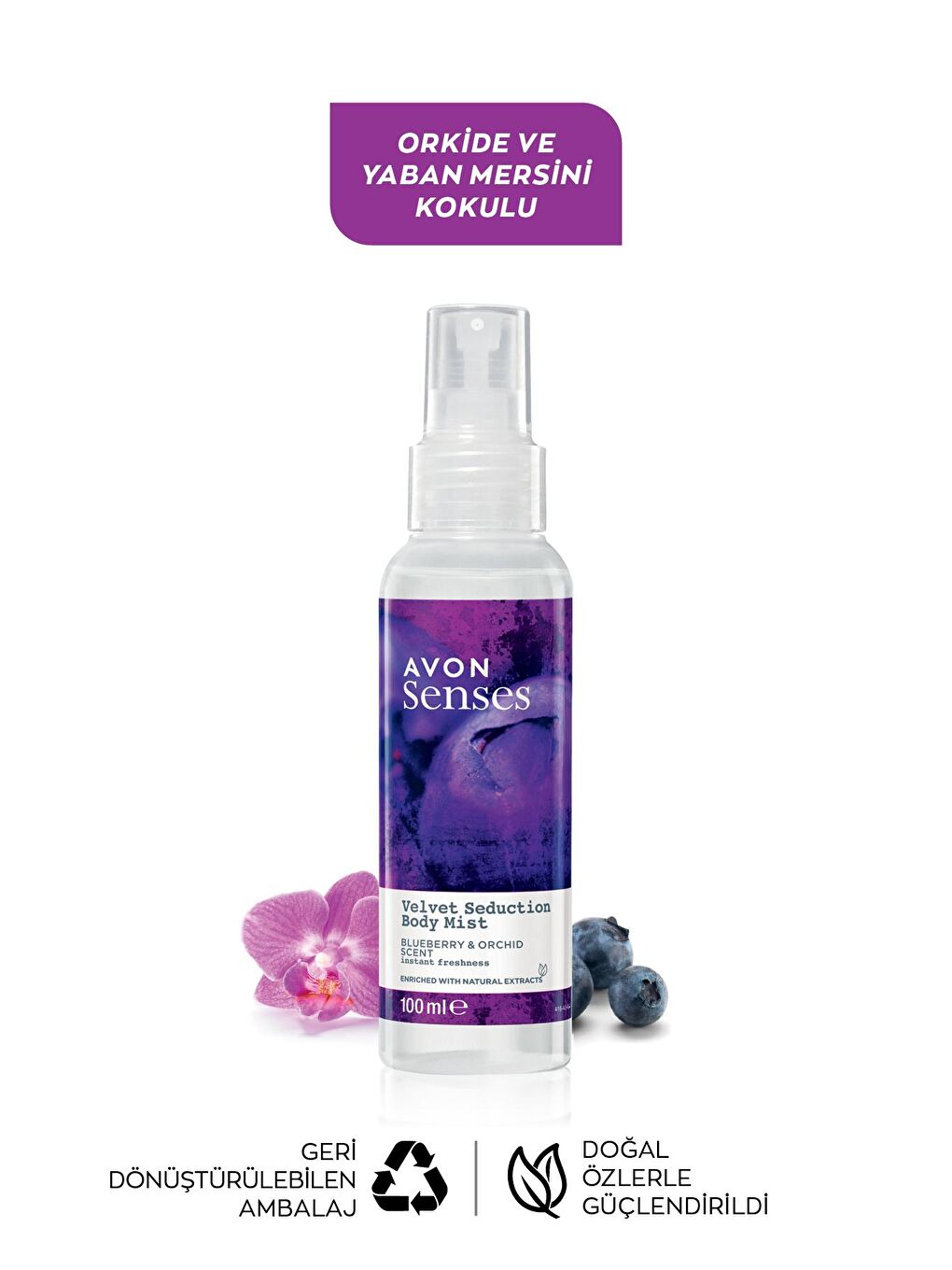 AVON Renksiz Velvet Seduction Yaban Mersini ve Orkide Kokulu Vücut Spreyi 100 Ml. Üçlü Set - 2