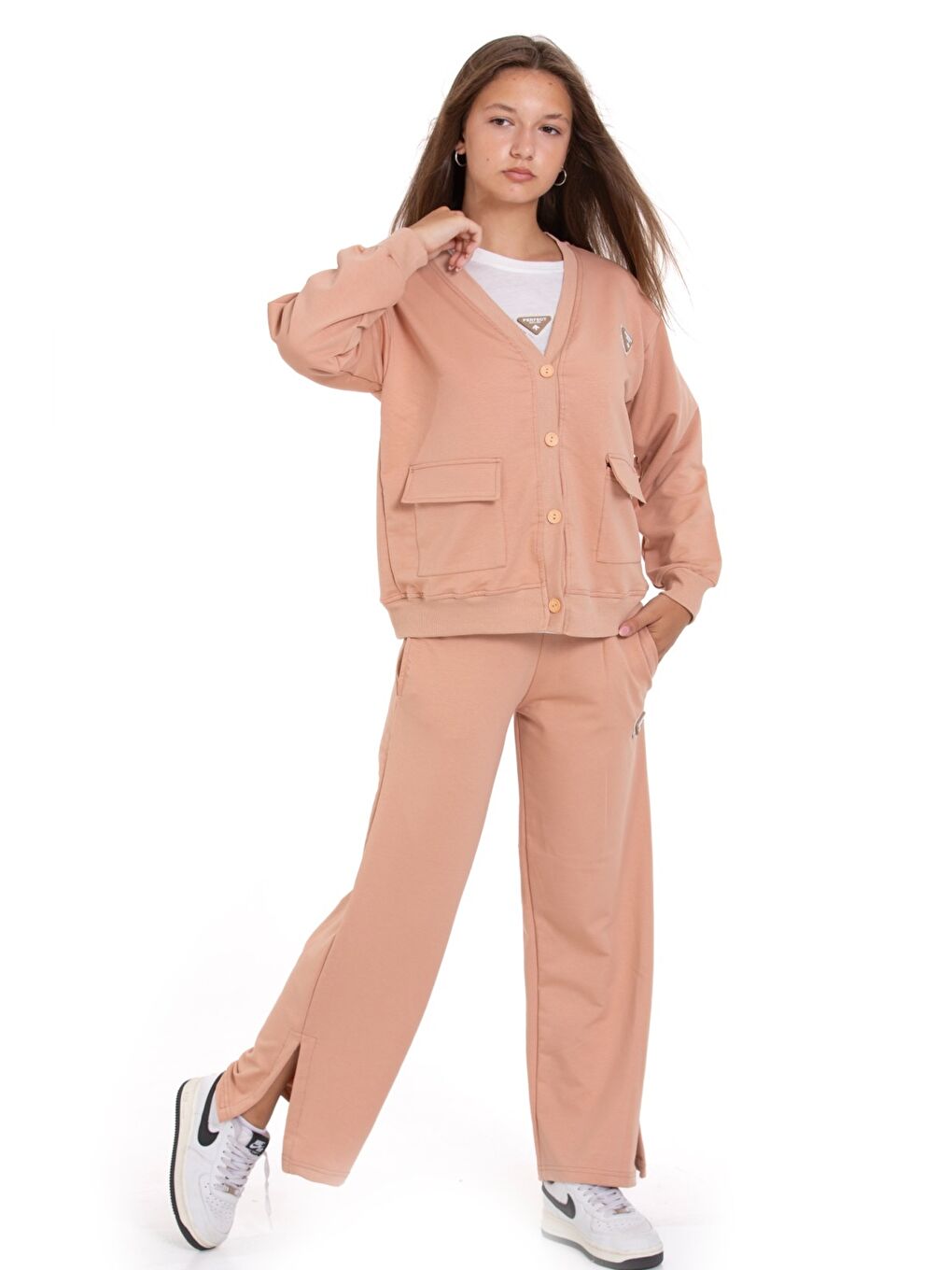 Pembe Kız Çocuk 3'lü Takım (Hırka+T-Shirt+Alt) 2 İplik 1217.1