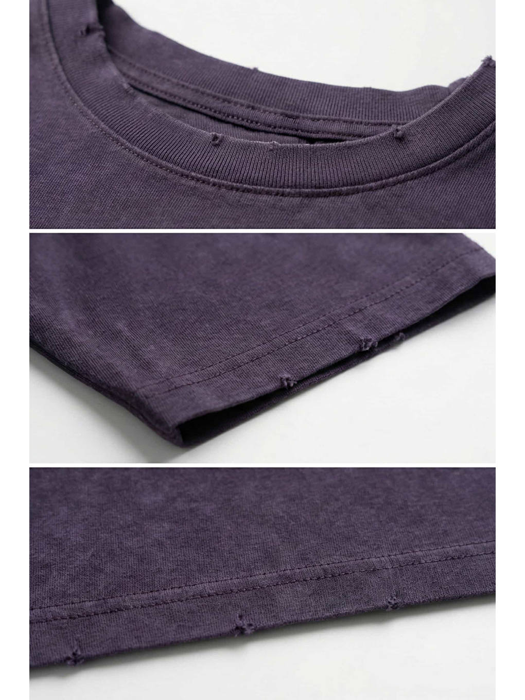 Erkek Oversize Nakışlı Yıkamalı T-Shirt Mürdüm-2