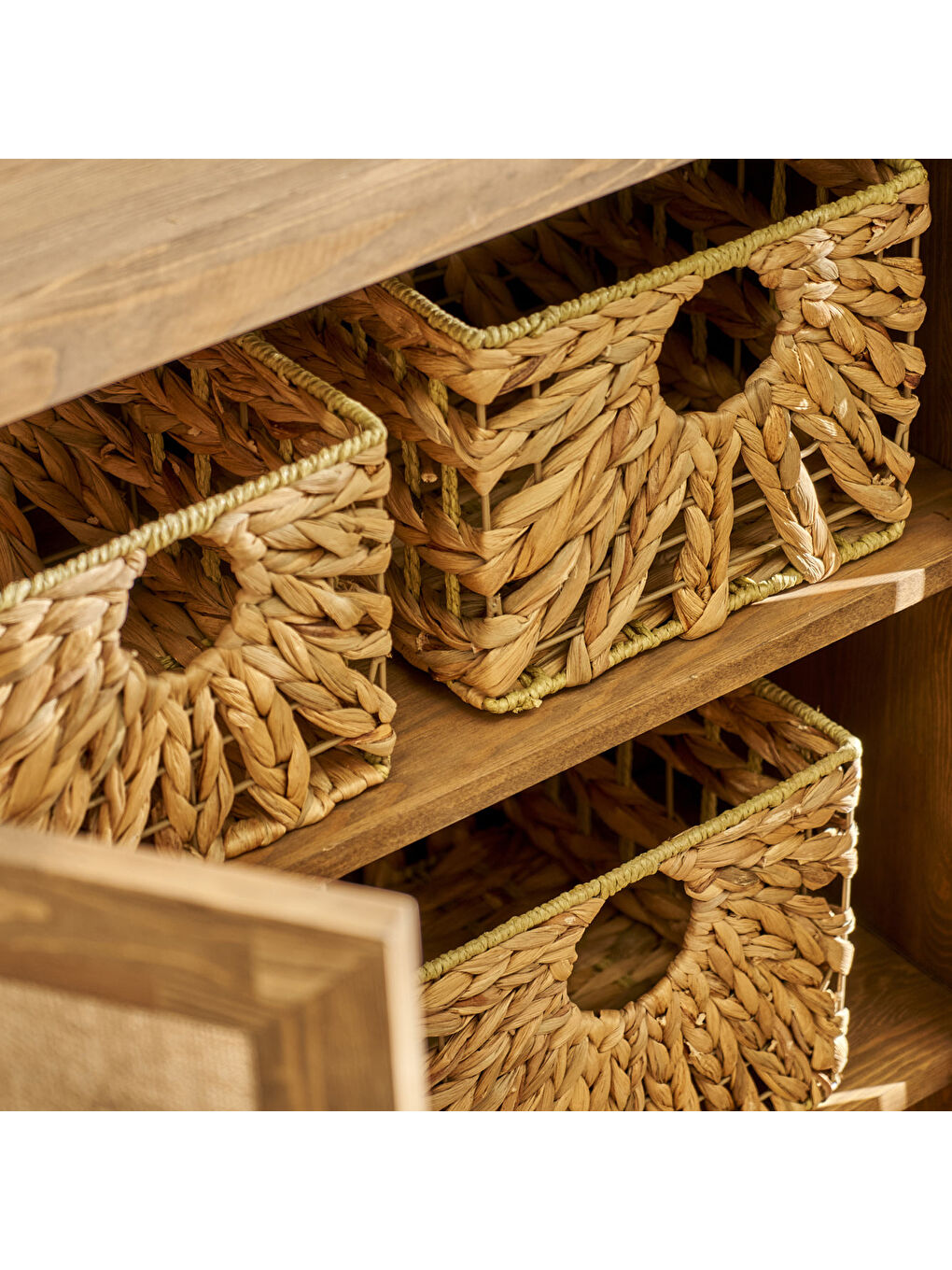 Bej Rosa Hasır Sepet Naturel (27x27x20 cm)-2