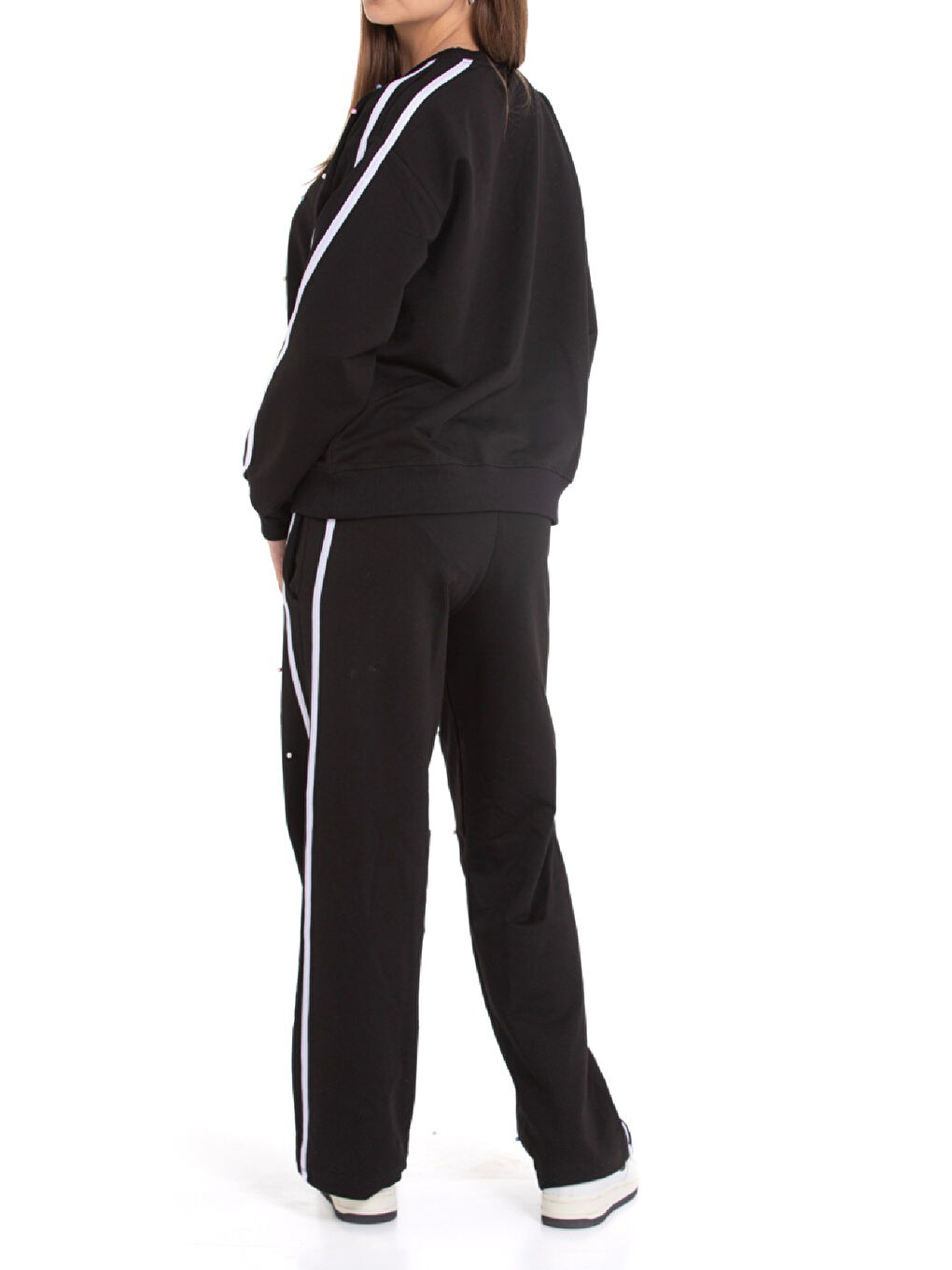 Siyah Kız Çocuk Boncuk Süslemeli 2 İplik Alt-Üst Takım 12222.1-3