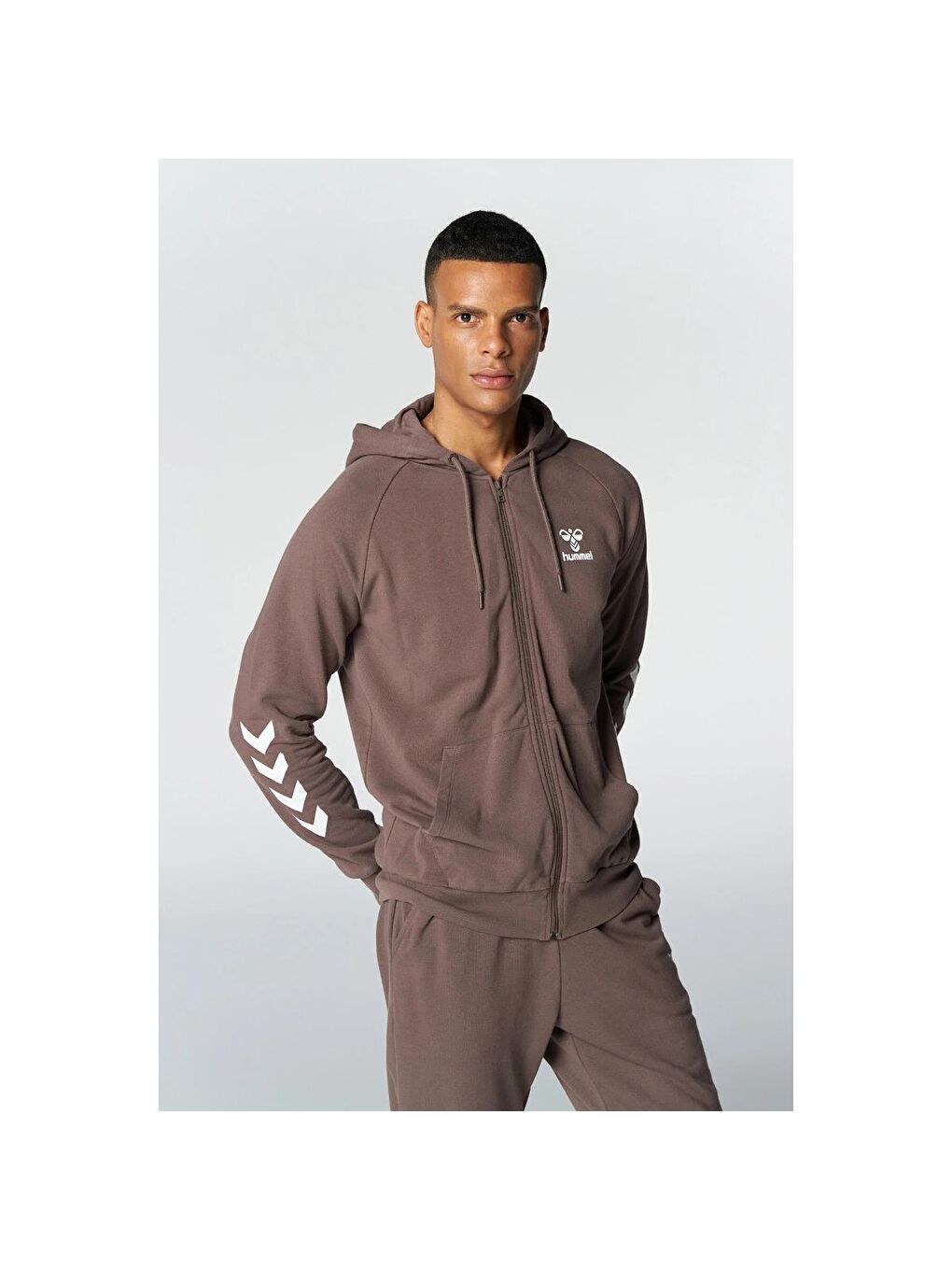 Kahverengi Erkek Fermuarlı Sweatshirt Hırka