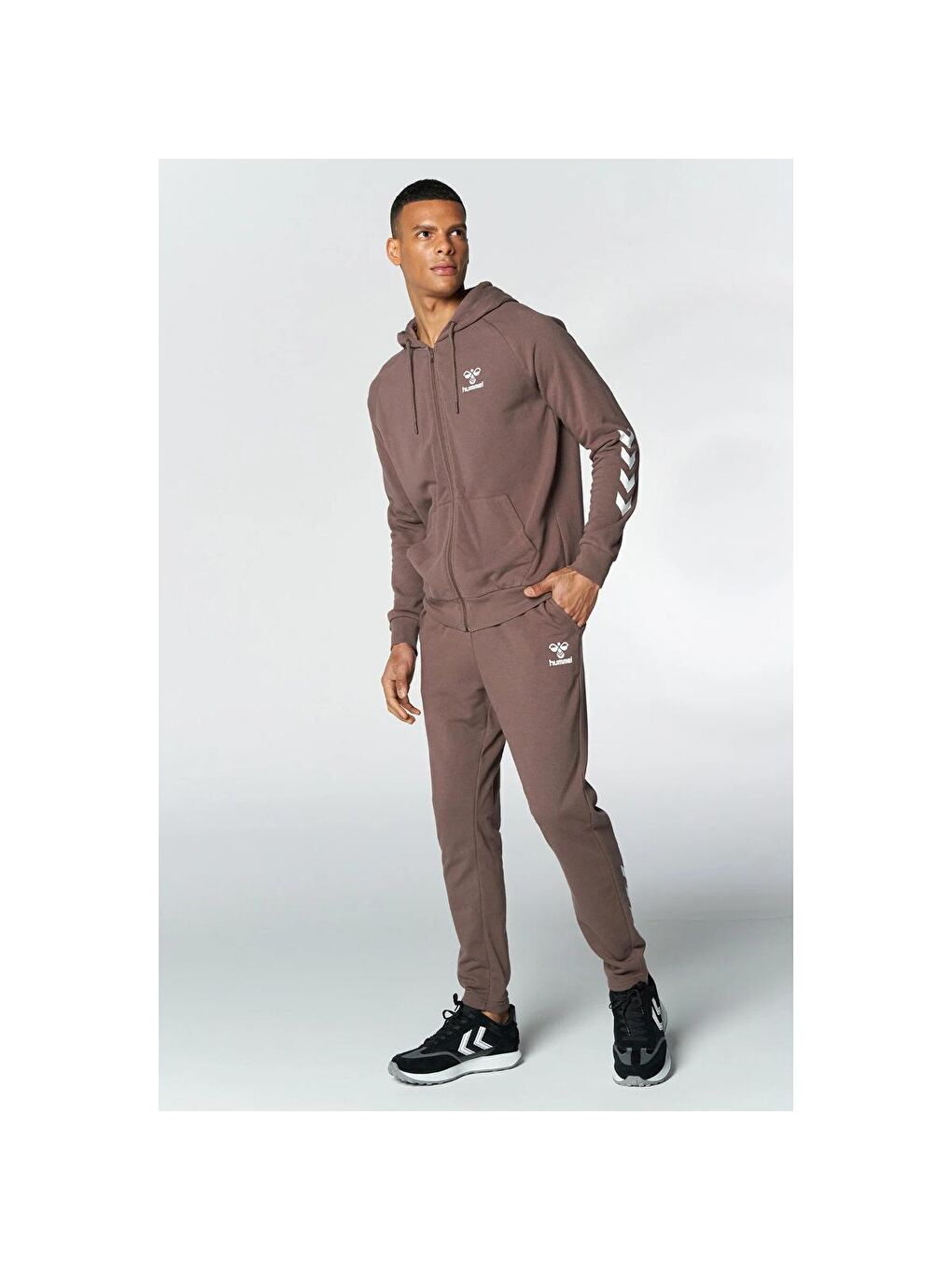 Kahverengi Erkek Fermuarlı Sweatshirt Hırka-1