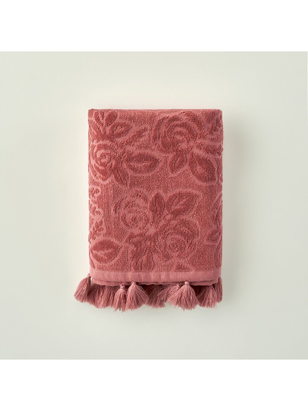 %100 Pamuk Rose Jakarlı El Havlusu Mürdüm (30x50 cm)