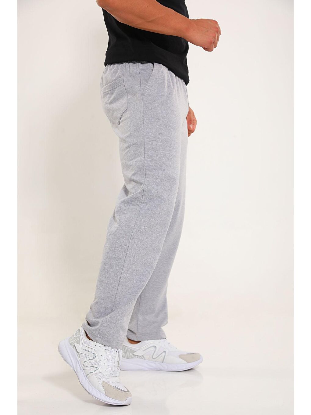 Gri Bel Lastikli Büyük Beden Erkek Eşofman Altı-1