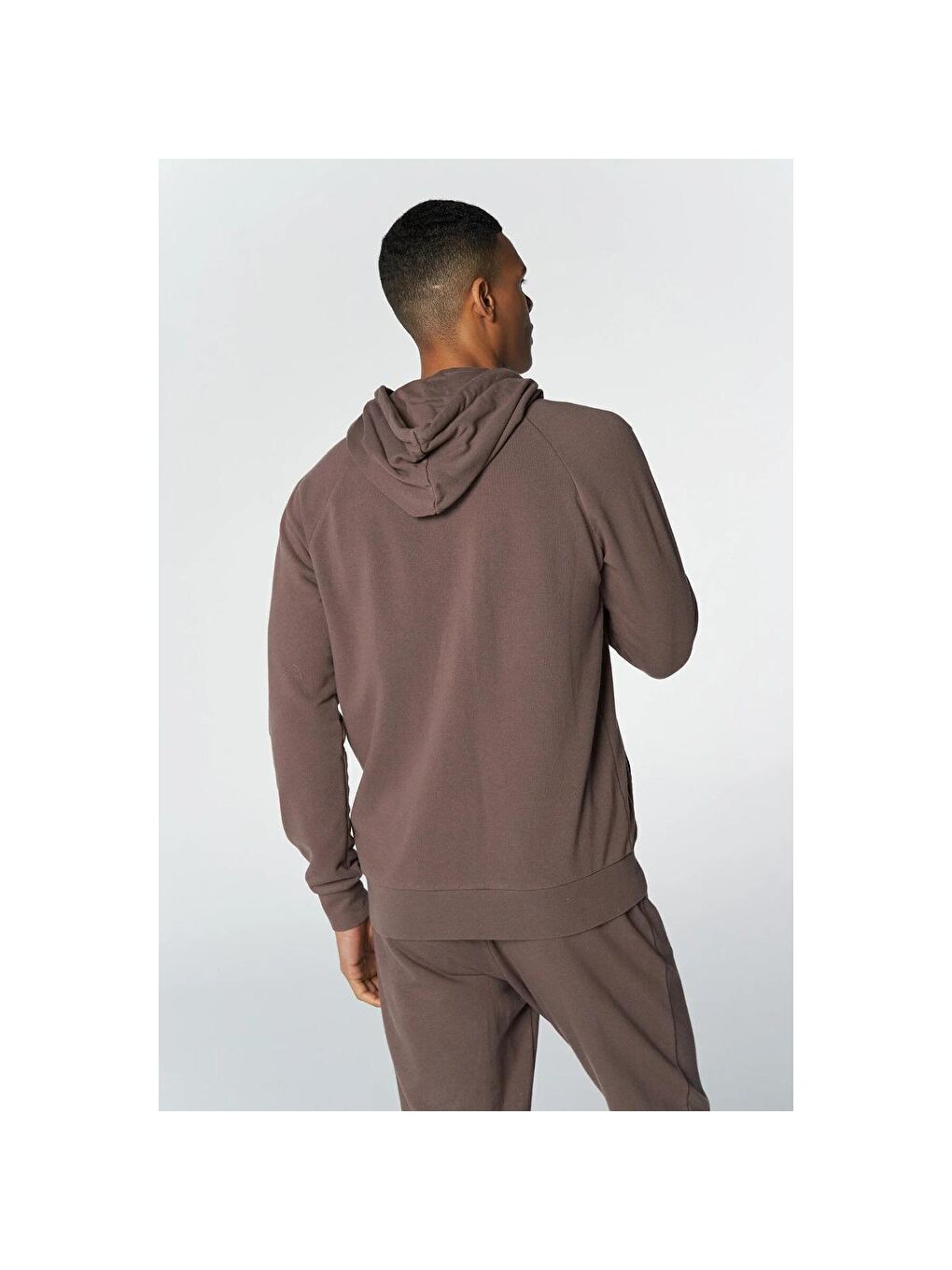 Kahverengi Erkek Fermuarlı Sweatshirt Hırka-2