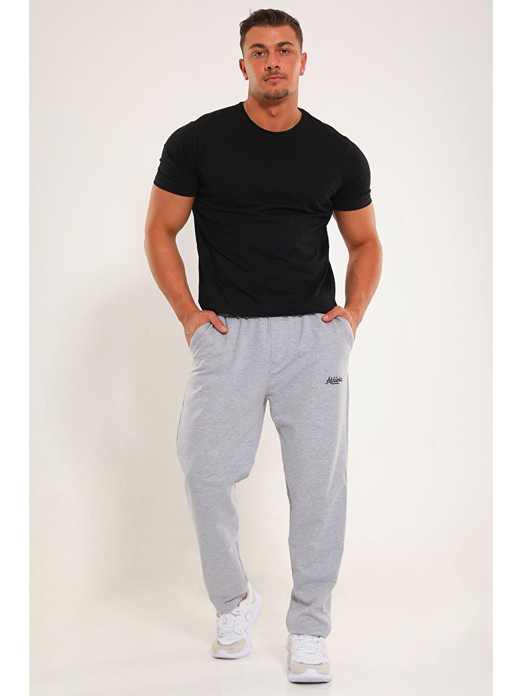 Gri Bel Lastikli Büyük Beden Erkek Eşofman Altı-2