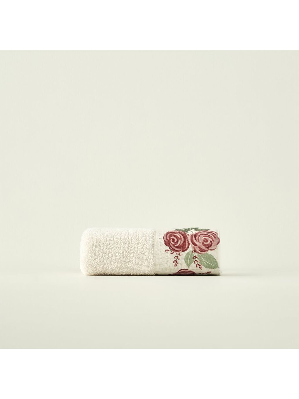Ekru %100 Pamuk Rose Baskılı El Havlusu Krem (30x50 cm)