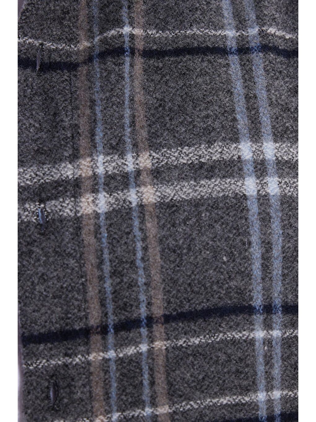 Gri Erkek Slim Fit Dar Kesim Kareli Kışlık Oduncu Gömlek-4