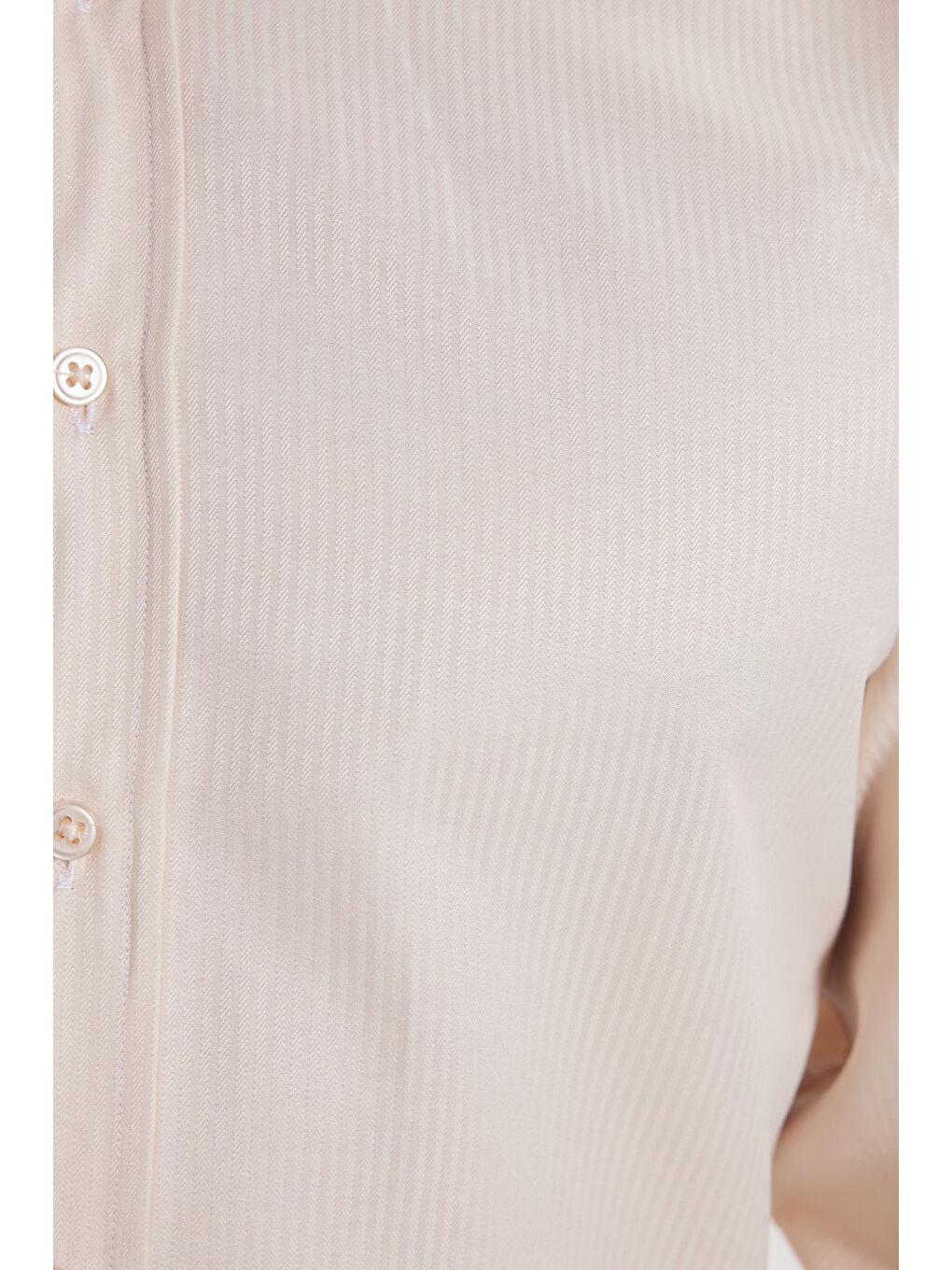 Modern Slim Fit Uzun Kollu Pamuklu Kolay Ütü Armürlü Bej Erkek Gömlek-6