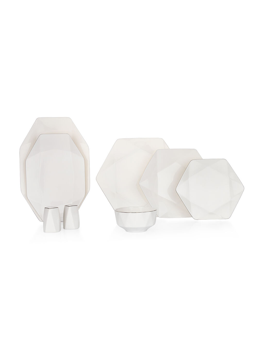 Beyaz Superfine Bone Star Yemek Takımı 56 Parça-Platin-3