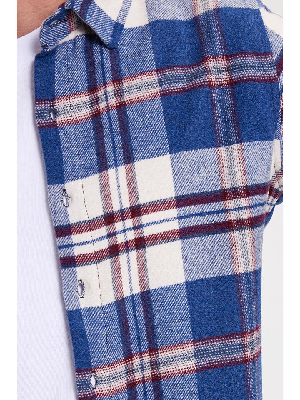 Mavi Erkek Slim Fit Dar Kesim Kareli Kışlık Oduncu Gömlek-3