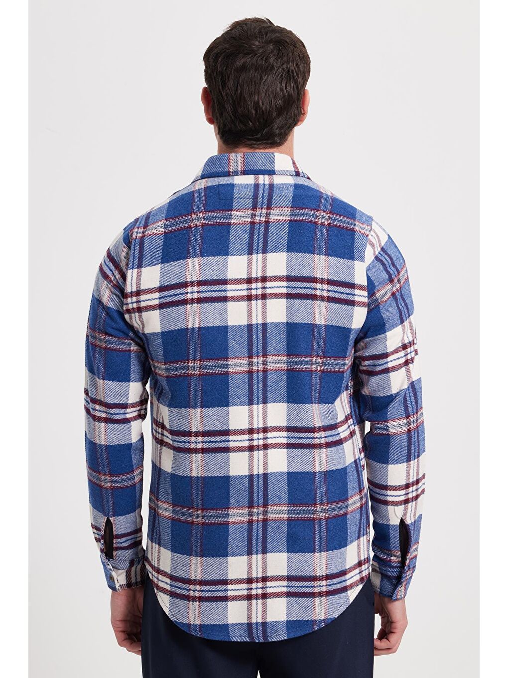 Mavi Erkek Slim Fit Dar Kesim Kareli Kışlık Oduncu Gömlek-5