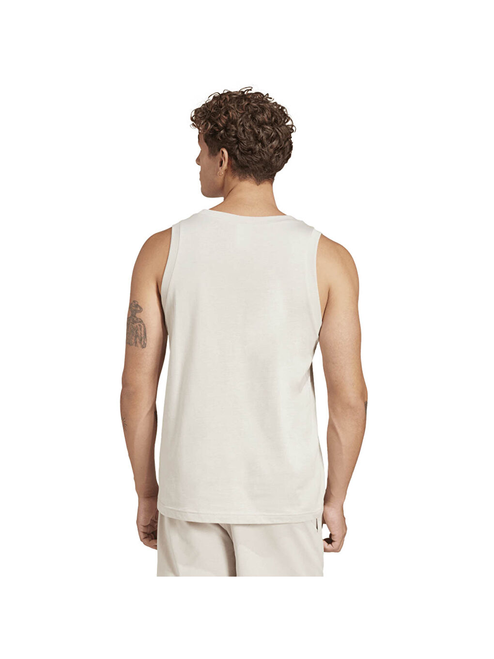 M Sl Erkek Bej Yuvarlak Yaka Kolsuz Tişört-2