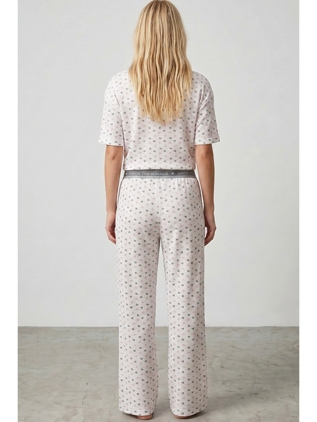 Karışık İnce Soft Dokulu Örme Mevsimlik Pijama Takımı 8046-2